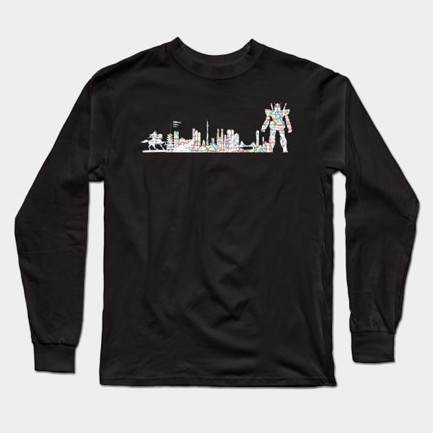 Tokyo japan skyline subway map Long Sleeve T-Shirt by Hook Ink